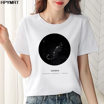 12 takımyıldızları 2020 İnce Kesit T Shirt Yıldızlı gökyüzü Harajuku Kadın T-shirt Eğlence Moda Estetik Tshirt kadın giyim
