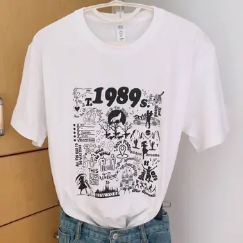 1989 Karikatür Yaz Moda Vintage Ağacı Kadın Tişörtleri Grafik Tees Harajuku Üstleri Seyahat Harajuku Hipster Estetik T-shirt