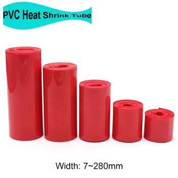 2/5/10 / 20M kırmızı 18650 pil paketi PVC ısı borusu shrink paketi 85mm ~ 400mm yalıtımlı kablo sarma daralan ısı borusu
