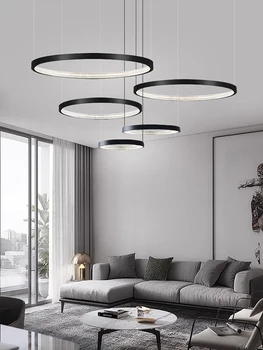 2023 Yeni Trend Siyah altın Krom LED kısılabilir asılı lambalar kolye ışık süspansiyon armatür Lampen Oturma odası İçin