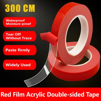 300CM Nano Çift Taraflı Bant Süper Güçlü Şeffaf Kırmızı Film Hiçbir İz Duvar Sticker Akrilik köpük yapıştırıcı Bantlar Su Geçirmez