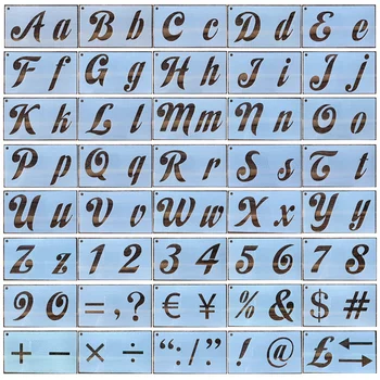 40 adet Mektup Şablonlar Sembol Numaraları Zanaat Alfabe Yeniden Kullanılabilir Boyama Şablonları Boyama için Kaya Ahşap duvar kumaşı Dizüstü Bilgisayar