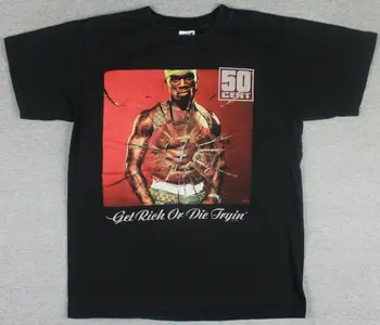 50 Cent Vintage 2003 Zengin Ol Veya Kalıp Deniyor Albümü T-Shirt Orta Hip Hop Rap