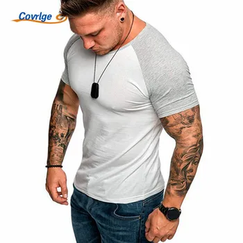 Covrlge 2019 Erkek T Shirt Bahar Yaz Ince Gömlek Erkek Üstleri Eğlence Vücut Geliştirme Kısa Kollu Kişilik Tees Giyim MTS521