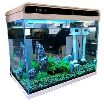 dikdörtgen küçük akrilik balık tankı cam Akvaryum fllter ve LED aydınlatma ile Jöle balık Akvaryum balık tankı ile dijital ekran