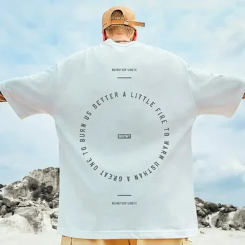 Erkek Hip Hop T-Shirt Yaz Kader Mektubu Baskı T Shirt Erkek Harajuku Moda Kısa Kollu Gömlek Y2K Streetwear Tee Gömlek