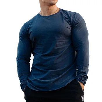 Erkek T Shirt Sonbahar Uzun Kollu Tişört Kas Üst Fanila Ekip Boyun Temel Tee Kazak Günlük Üst Nefes Ince Bluz