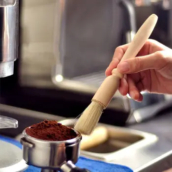 Espresso Doğal Ahşap Saplı Aksesuarları Kıllar Kahve pudra fırçası Temizleme Fırçaları Kahve Değirmeni
