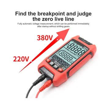 FS2202 Oto Aralığı Multimetre 9999 Sayımlar TRMS AC DC Voltmetre Amp NCV Direnç Kapasite Transistör Test Cihazı Kırmızı