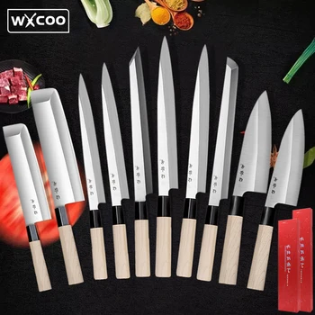 Japon Mutfak Bıçakları Suşi Sashimi Somon Keskin Et Cleaver Kesme Balık Ham Bıçak Kasap şef bıçağı Kutusu ile Sağ Kolu