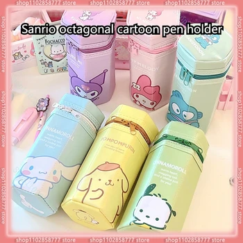 Karikatür Sanrio Hello Kitty Sekiz Açıları Büyük Kapasiteli Kalem Kutusu Anime Sevimli Kuromi Kırtasiye Kozmetik Çantası Öğrenci Kalem Çantası Hediye
