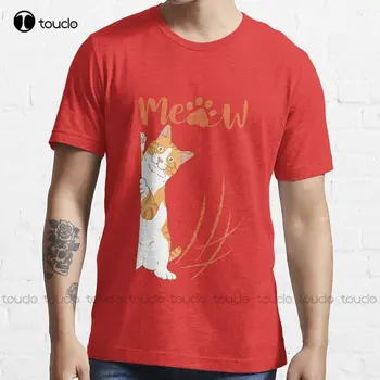 Kedi Miaw Trend T-Shirt Erkek Kısa Kollu Gömlek Casual baskılı tişört Özel Yetişkin Genç Unisex Dijital Baskı Tee Gömlek