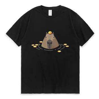 Komik Sevimli Capybara T-shirt Japonya Anime Grafik T Shirt Erkekler ve Kadınlar Pamuk Casual Boy Tee Gömlek Streetwear Çiftler Tops