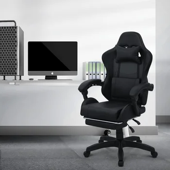 Magshion oyun ayak dayayacaklı sandalye Kafalık ve Bel Desteği, Siyah Yüksek Geri Ergonomik video oyunu Sandalye Ayarlanabilir Ev Ofis