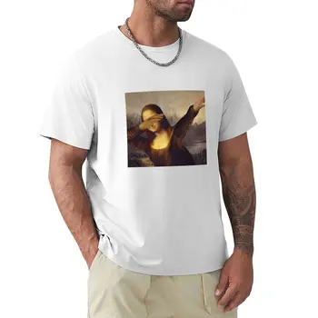 moda erkek t-shirt Mona Lisa dab T-Shirt yaz üst sevimli giysiler T-shirt bir erkek erkek grafik t-shirt komik grafik t shirt