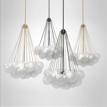 Modern ışık lüks uzun avize oturma odası loft loft İskandinav minimalist küresel cam led lambalar (ücretsiz kargo)