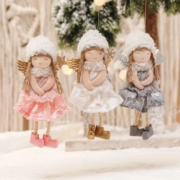 Noel Dantel Melek Bebek Yılbaşı Ağacı Kolye Kaldırma Kar Kız Noel pencere dekorasyonu Aksesuarları