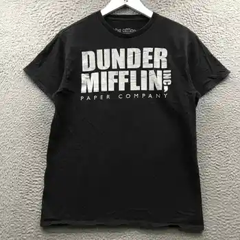 Ofis Dunder Mifflin T-Shirt erkek Orta M Kısa Kollu Grafik Siyah