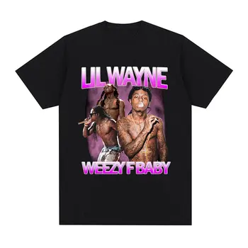 Rapçi Lil Wayne T-shirt Weezy F Bebek Grafik T-Shirt Erkekler Kadınlar Vintage Punk Kısa Kollu Büyük Boy T Shirt Hip Hop Streetwear
