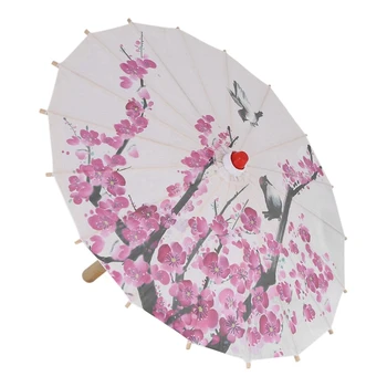 Sanat Şemsiye Çin İpek Kumaş Şemsiye Klasik Tarzı Dekoratif Şemsiye Yağlı Kağıt Boyalı plaj şemsiyesi