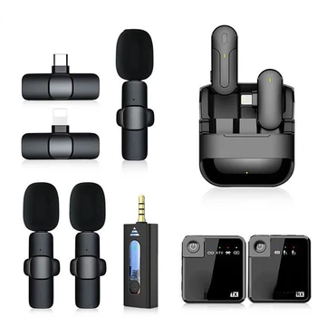 Taşınabilir Ses Video Kayıt Mini Mikrofon iPhone Android için Canlı Yayın Oyun Telefonu Mikrofon 2.4 g Kablosuz Yaka Mikrofonu