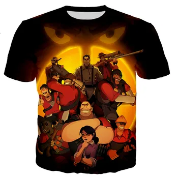 Team Fortress 2 Erkek / kadın Yeni Moda Serin 3D Baskılı T-Shirt Rahat Tarzı Tshirt Streetwear Tops