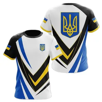 Ukraynalı erkek tişört, Ukrayna Bayrağı 2024 3D Baskılı gömlek, boyun, Büyük Boy Kısa Kollu kazak, Moda Sokak Erkek
