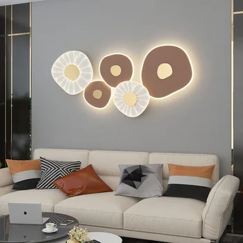 Yaratıcı Lotus Yaprağı led duvar ışık salonu otel salonu aplik 3 değiştirilebilir karartma yatak odası restoran lambası sanat dekoru