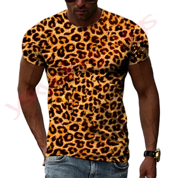 Yaz Hip-Hop Tarzı Leopar Kaplan Hayvan Kürk Grafik Yaratıcı Erkek T-shirt HD 3D Baskı Harajuku Yuvarlak Boyun Tee Kısa Kollu Üst