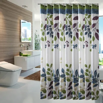 Yeni high-end duş perdesi yeşil banyo duş perdesi su geçirmez küf banyo duş perdesi yaprakları tuvalet bölümü
