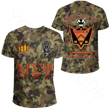 Yeni Yaz Baskılı Casual Ekip T-Shirt Sokak Stili Üstleri Afrika Bölgesi T-Shirt-Malik Sigma Psi Camo T-Shirt