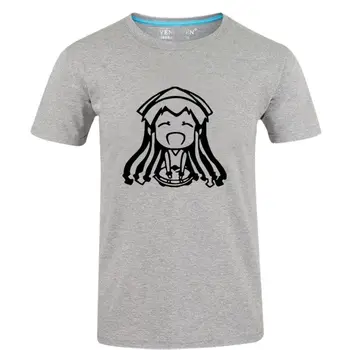 Yüksek Q Anime istilacı denizin dibinden geliyor! KALAMAR kız pamuklu tişört Tee O-Boyun Ika Musume Gri tişört